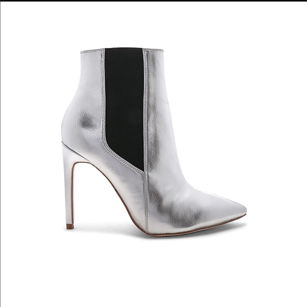 Raye metallic silver booties heel